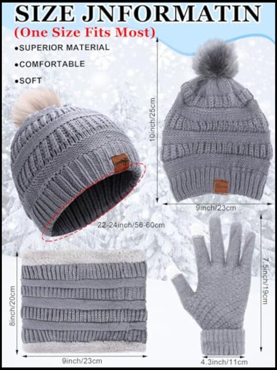 20 Piece Winter Hat Scarf Gloves Socks Set Knit Beanie Touchscreen Gloves main image 5